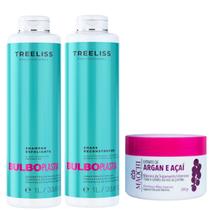 Kit Shampoo Esfoliante AntiCaspa+Shake Tratamento Reconstrutor Reparação Intensiva Fibra Capilar Profissional+Máscara Hi