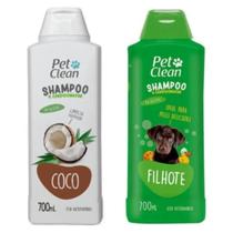 Kit Shampoo Filhote + Shampoo Coco Pet Clean Cachorro Gato