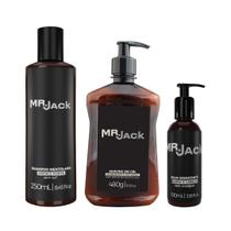 Kit Shampoo Gel Pos Barba Balm Cabelo Hidratante Mr Jack