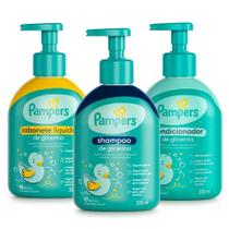 Kit Shampoo Glicerina Pampers 200ml + Condicionador Glicerina Pampers 200ml + Sabonete Líquido Corporal Glicerina Pampers 200ml