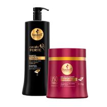 Kit Shampoo Haskell Cavalo Forte 1L +Máscara Liso Força 500g