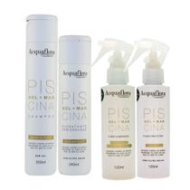 Kit Shampoo Hidratante Fluido Protetor Fluido Iluminador Sol Mar Piscina - Acquaflora