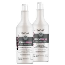 Kit Shampoo Hidratante Inoar Força e Brilho Cabelos Sedosos e Fortes 1 Litro e Condicionador 800ml