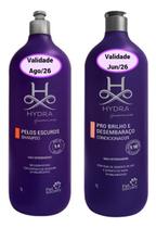 Kit Shampoo Hydra Pelos Escuros E Condicionador Hydra Pro Brilho E Desembaraço 1l Para Cães E Gatos