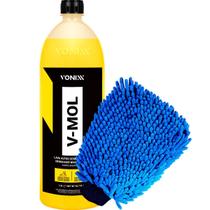 Kit Shampoo Lava Autos Automotivo Desengraxante Neutro Limpeza Pesada V-Mol 1,5l Vonixx + Luva Microfibra Tentaculos