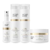 Kit Shampoo Limpeza 240ml + Condicionador 240ml + Máscara Hidratação 240g + Spray Fluído Antifrizz 120ml Liso Absoluto Jacques Janine