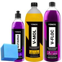 Kit Shampoo Limpeza Pesada V-Mol Shampoo Neutro V-Floc 1,5L Revitalizador Renovador Restaurax