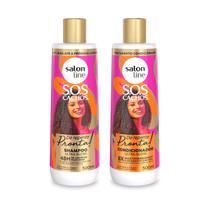 Kit Shampoo Limpeza Profunda + Condicionador Hidratante Brilho Intenso Antifrizz SOS Cachos Ultra Gloss 500ml, Salon Line