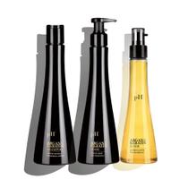 Kit Shampoo, Máscara e Elixir de Argan e Queratina pH Labs - Cuidados Capilares