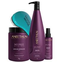 Kit Shampoo Máscara Leave-in Aneethun No Frizz Escova Beauty Kit Shampoo Máscara Leave-in Aneethun No Frizz Escova Beauty