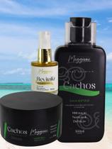 Kit shampoo, mascara linha cachos e serum reparador revitaliz maggioni