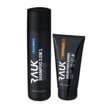 Kit Shampoo Masculino 3x1 e Balm para Barba Hidratante Rauk
