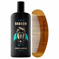 Kit Shampoo Masculino Cabelo e Barba e Pente Curvo Baboon