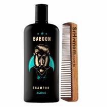 Kit Shampoo Masculino Cabelo E Barba E Pente Duplo Baboon