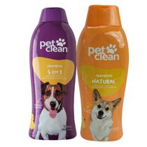 Kit Shampoo Natural + Shampoo 5x1 Pet Clean Cachorro Gato