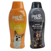 Kit Shampoo Natural + Shampoo Pelos Escuros Pet Clean Cães