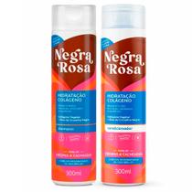 Kit Shampoo Negra Rosa Hidratação Colágeno 300ml e Condicionador Negra Rosa Hidratação Colágeno 300ml