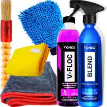 Kit Shampoo Neutro Concentrado Cera Liquida Pronto Uso Spray Blend Luva de Lavar Toalha de Secar Pincel