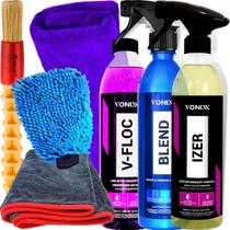 Kit Shampoo Neutro Concentrado VFloc Descontaminante Ferroso Izer Cera Liquida Blend Spray