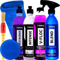 Kit Shampoo Neutro V-Floc Concentrado Cera Liquida Blend Spray Revitalizador Renovador Restaurador de Plasticos Intense Restaurax Vonixx