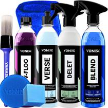 Kit Shampoo Neutro V-floc Revitalizador Verse Limpador De Borrachas Delet Cera Liquida Blend Vonixx
