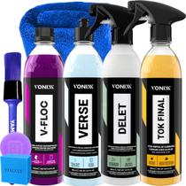 Kit Shampoo Neutro V-floc Revitalizador Verse Limpador De Borrachas Delet Cera Liquida Spray Tok Final Vonixx