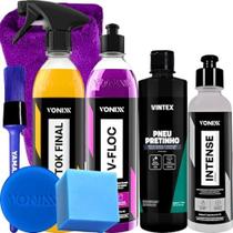 Kit shampoo neutro vfloc cera tok final revitalizador de plasticos intense 240ml vonixx pretinho vintex