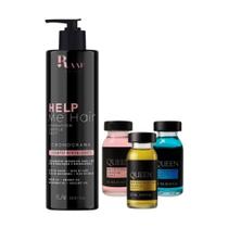 Kit Shampoo Nutritivo Help Me Hair 1L Ampola Cronograma Capilar Queen Raaf Cosmetics