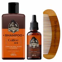 Kit Shampoo Óleo e Pente Curvo Para Barba Coffee Don Alcides