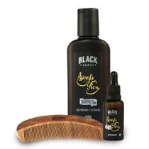 Kit Shampoo + Óleo + Pente Madeira Curvo Black Barts Single Ron
