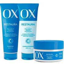Kit Shampoo Ox Restaura 400ml + Condicionador Ox Restaura 400ml + Máscara Capilar De Tratamento Ox Restaura 300g