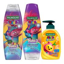 Kit Shampoo Palmolive Kids Trolls 3 Suave + Condicionador Kids Fórmula Suave + Sabonete Líquido