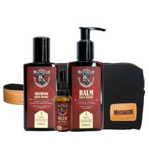 Kit Shampoo para Barba + Balm para Barba + Óleo para Barba Frasco - Muchacho Classic + Necessaire Muchacho Cancun Kit Shampoo para Barba + Balm para Barba + Óleo para Barba Frasco - Muchacho Classic + Necessaire Muchacho Cancun