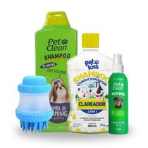Kit Shampoo Pet Vitaminas 700ml + Shampoo Pet Clareador 500ml + Perfume Pet 120ml + Escova de Banho