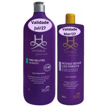 Kit Shampoo Pro Neutro 1L e Máscara Intense Repair Liso Perfeito 480ml Hydra Groomers Pet Society Cães e Gatos