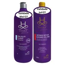 Kit Shampoo Pro Pelos Claros 1L e Máscara Máximo Volume 480ml Hydra Groomers Pet Society Cães e Gatos
