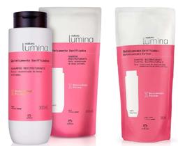 Kit Shampoo Reestruturante + 2 Refis Lumina para Cabelos Quimicamente Danificados
