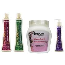 Kit Shampoo Silicone sem sal Máscara Progress Impacto Protetor de Fio Midori profissional progressiva