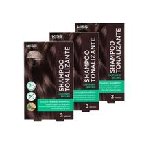 Kit Shampoo Tonalizante Color Change CASTANHO ESCURO c/3 - Kiss New York Kit Shampoo Tonalizante Color Change CASTANHO ESCURO c/3 - Kiss New York
