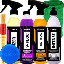 Kit Shampoo V-Floc Cera Liquida Spray Tok Final Revitalizador Intense Descontaminante Izer Pano Aplicador Pincel Vonixx