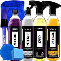 Kit Shampoo VFloc Cera Liquida Spray Tok Final Revitalizador de Plastico Intense Descontaminante Ferroso Izer Vonixx Kit Shampoo VFloc Cera Liquida Spray Tok Final Revitalizador de Plastico Intense Descontaminante Ferroso Izer Vonixx