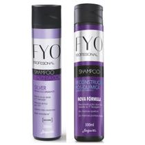 Kit Shampoos Matizador Fyo Profissional Realce Da Cor Silver + Reconstrução Pos-Quimica - Jequiti