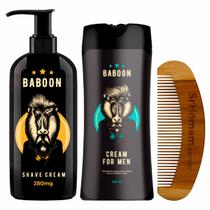 Kit Shave De Barbear + Cream For Men e Pente Curvo Baboon