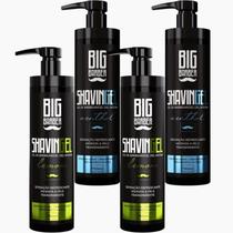 Kit Shaving Gel De Barbear Big Barber Lemon + Menthol 750ml Caixa Com 4 Unidades