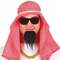 Kit Sheik Árabe Com Turbante Óculos e Barba pra Fantasia Adulta Masculina