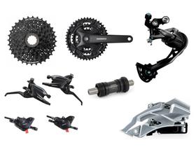 Kit Shimano Transmissão 3x9v Altus Freio Hidráulico Pedivela