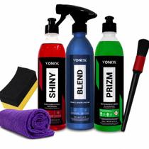 Kit Shiny Prizm Blend Pretinho Limp Vidro Cera Liquida Vonix
