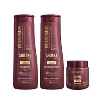 Kit Shitake Bio Extratus Shampoo + Condicionador 350ml + Máscara 250g Reconstrução Nutritiva