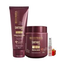Kit Shitake finalização nutritiva 1 Máscara 500ml 1 Finalizador Termoprotetor 200ml + Presente Lourre 15ml