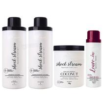 Kit Shock Stream Shampoo, Cond. Masc E Leave-in Aramath 1l